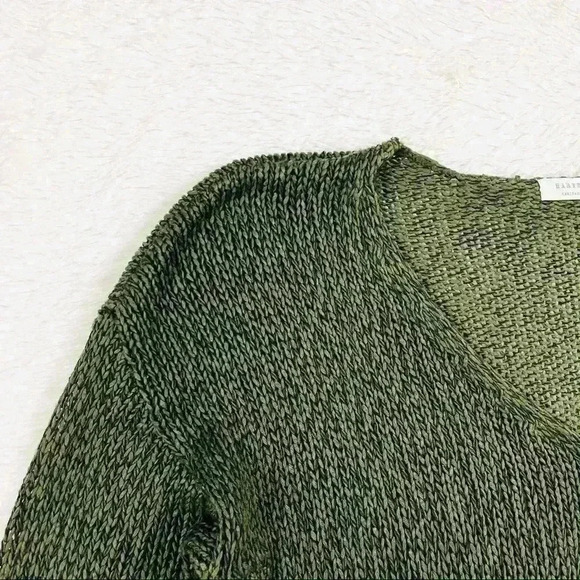 Harper Heritage Olive Green V-Neck Elbow Patch Oversized Sweater - Picture 9 of 16